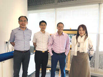  Project Meeting with Marvel Digital AI Limited at Hong Kong Science Park.  From left to right: Dr Patrick MA (CEO of Marvel Digital AI Limited), Professor Guosheng YIN (HKU Head of Department of Statistics and Actuarial Science), Dr Herbert LEE (Chairman of Marvel Digital AI Limited) and Dr Adela LAU (Deputy Director of SAAS Data Science Lab